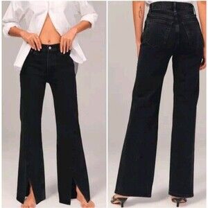 Abercrombie & Fitch Curve Love Black 90s Relaxed High Rise Jeans Plus Size 34...